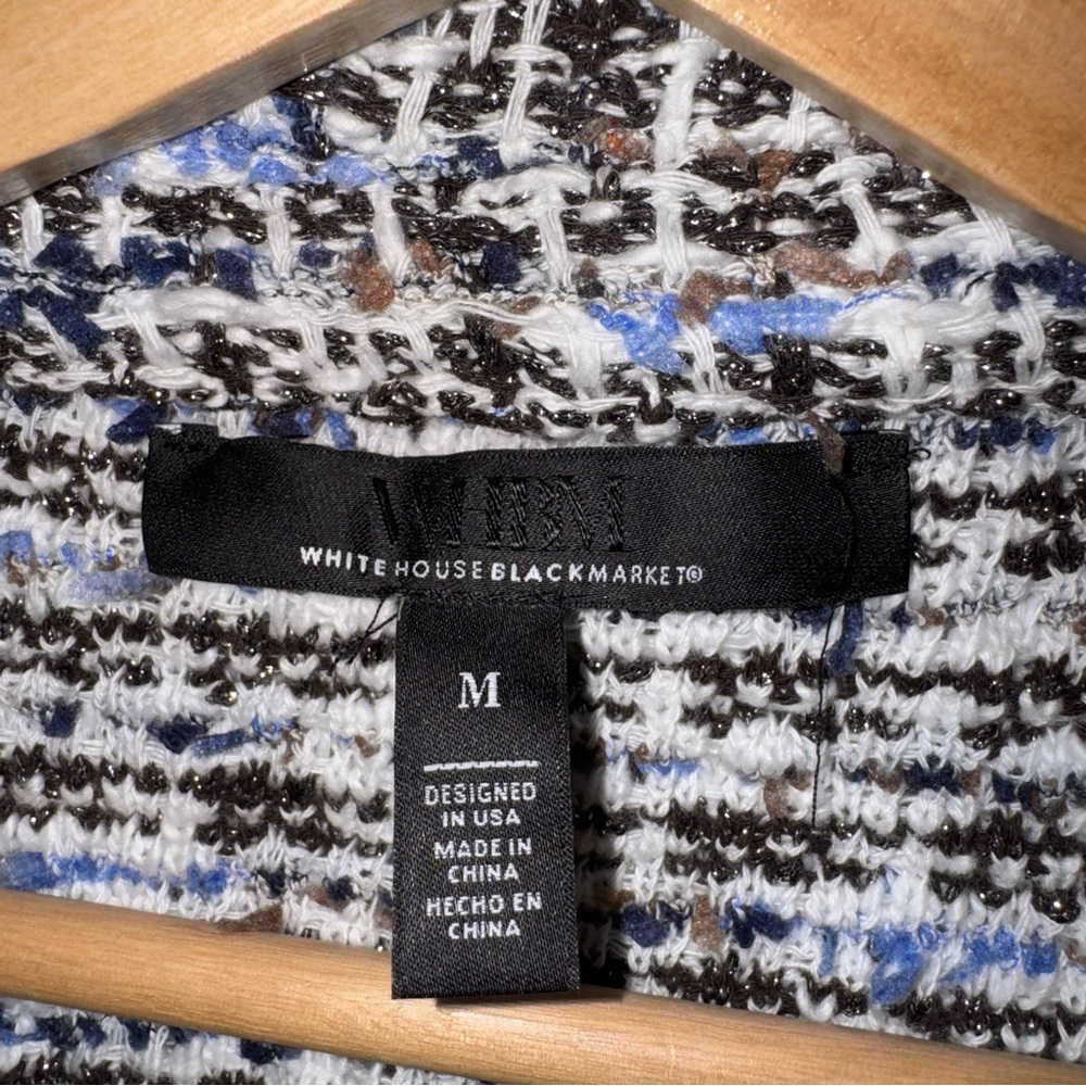 White House Black Market Tweed Sweater Jacket M - Picture 7 of 9